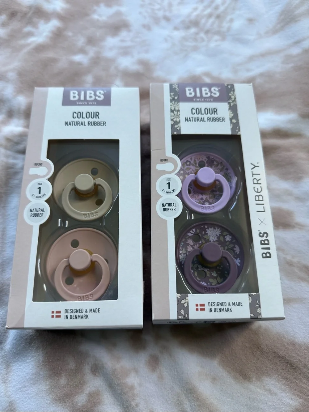 Colour Natural Rubber Pacifier Duo - Beige & Purple